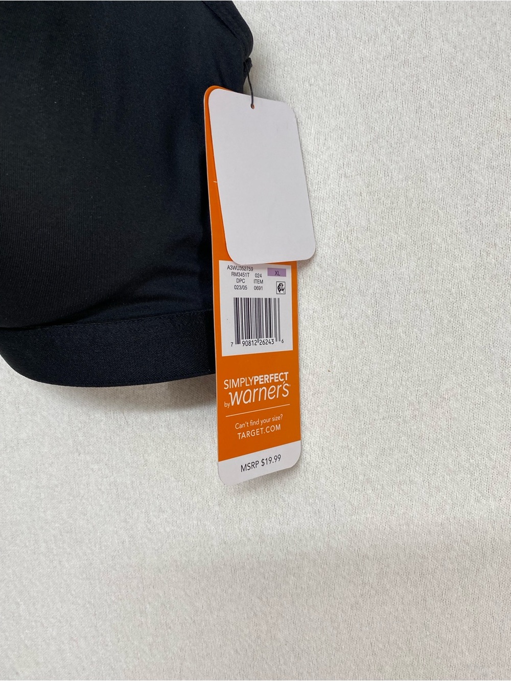 Warner's Simply Perfect Black Wireless Contour XL Bra Smooth Seamless Casual - Picture 5 of 8